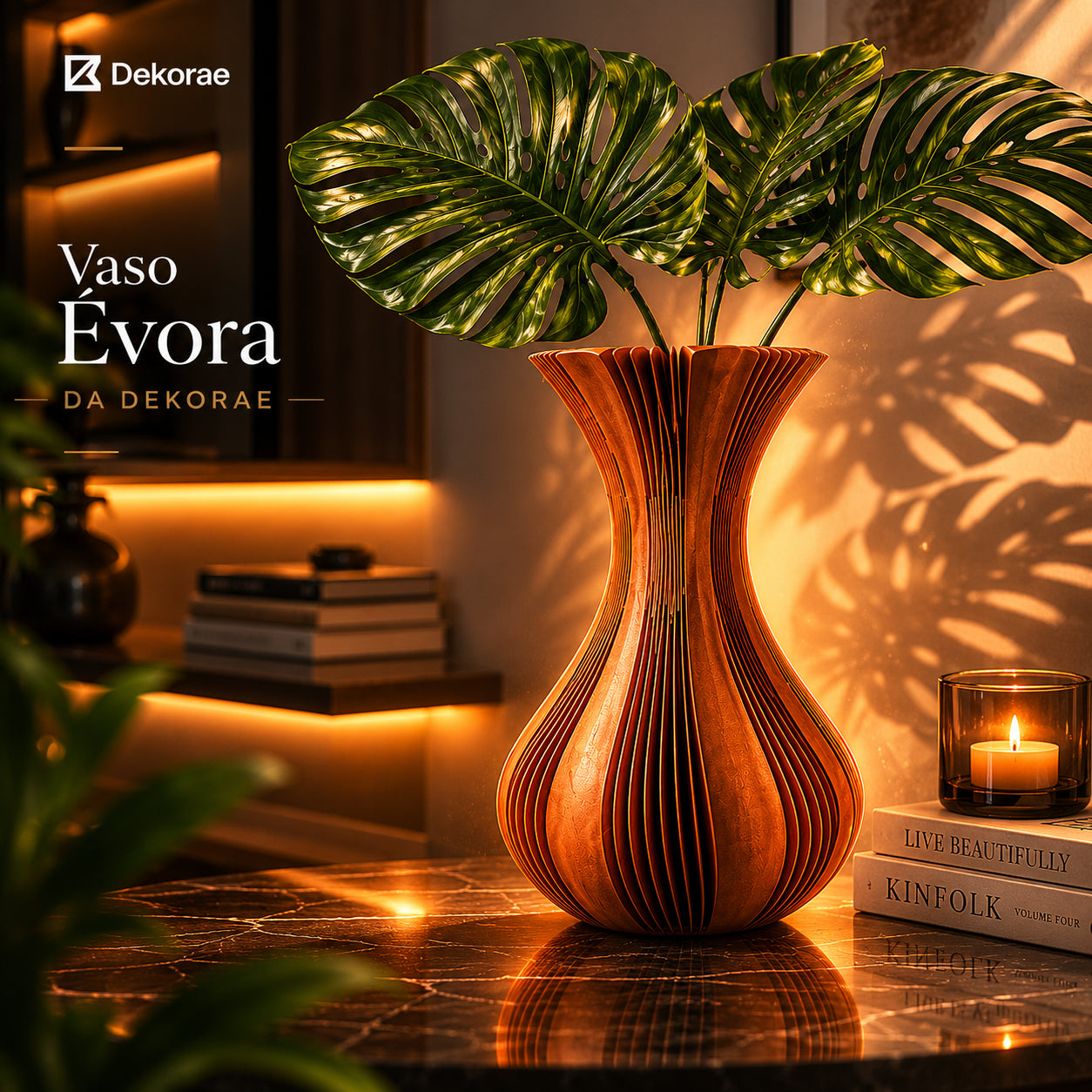 Vaso Decorativo Évora Prime 3D Minimalista Premium Dekorae