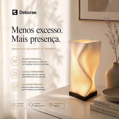 Luminária Onda Wave LED DEKORAE | Abajur | Design Escultural