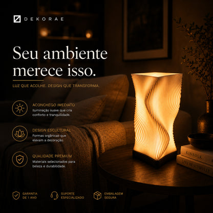 Luminária Onda Wave LED DEKORAE | Abajur | Design Escultural