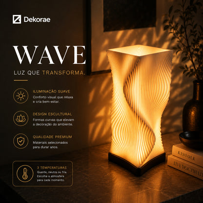 Luminária Onda Wave LED DEKORAE | Abajur | Design Escultural