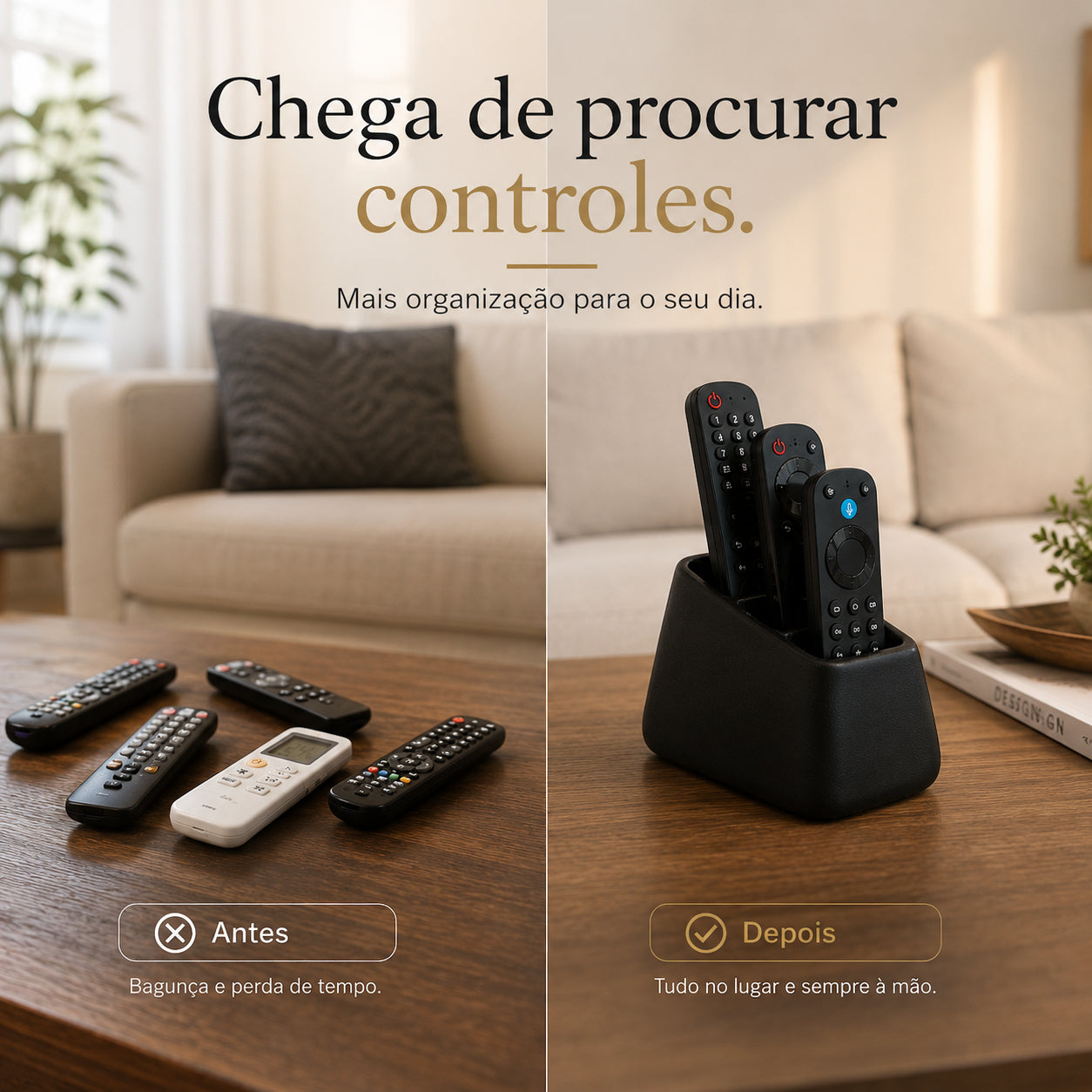 Porta-Controles Triplo Moderno – Organizador Multiuso