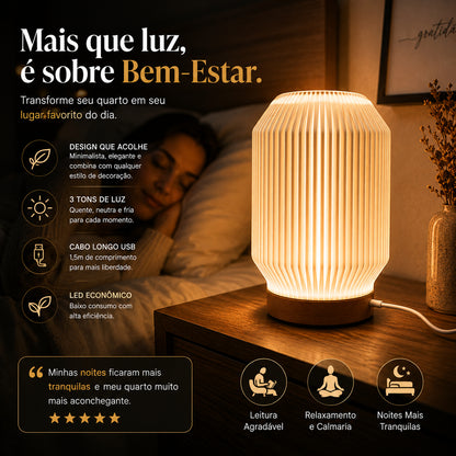 Luminária Abajur LED Canelada 3D Dekorae™