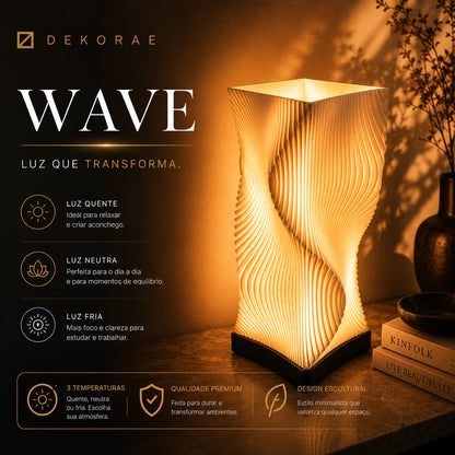 Luminária Onda Wave LED DEKORAE | Abajur | Design Escultural