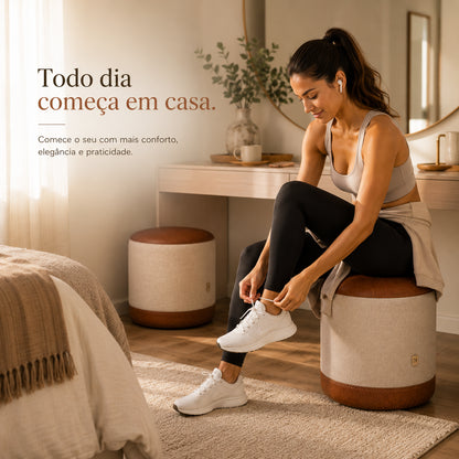 Puff Banqueta Minimalista em Linho