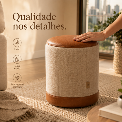 Puff Banqueta Minimalista em Linho