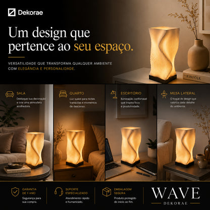 Luminária Onda Wave LED DEKORAE | Abajur | Design Escultural