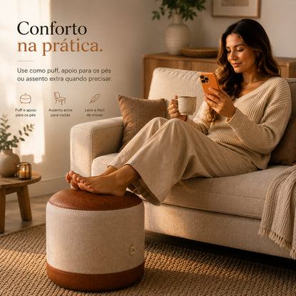 Puff Banqueta Minimalista em Linho