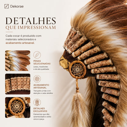 Cocar Ancestral Decorativo Artesanal Pena Natural Parede Luxo I Dekorae