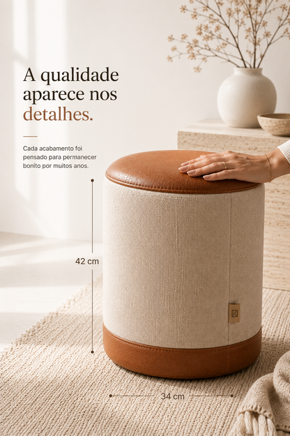 Puff Banqueta Minimalista em Linho