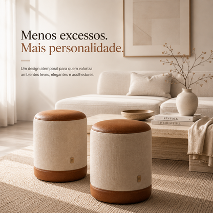 Puff Banqueta Minimalista em Linho
