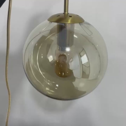 Lustre Pendente Teto Globo Vidro Dourado Dekorae - detalhes do produto
