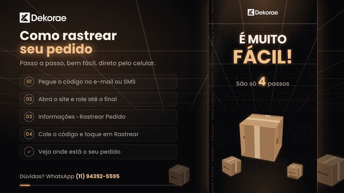 Carregar vídeo: Como rastrear seu pedido na Dekorae
