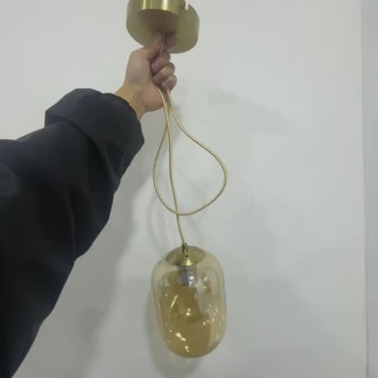 Lustre Pendente De Teto Vidro Champanhe Moderno E27