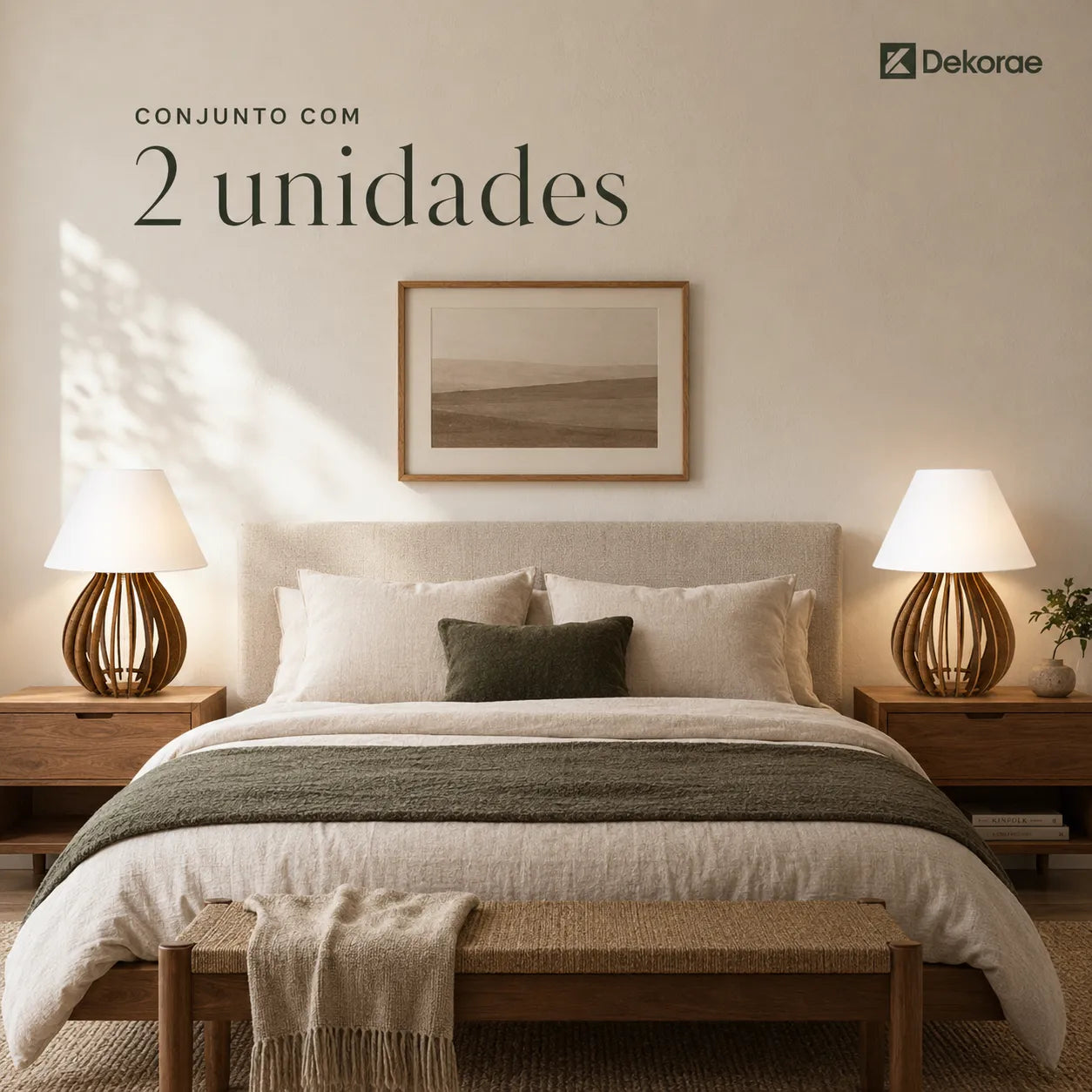 Luminária Abajur de Mesa Minimalista em Madeira