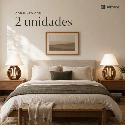 Luminária Abajur de Mesa Minimalista em Madeira