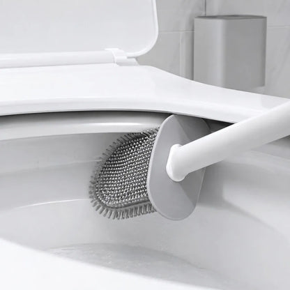 Conjunto Escova para Vaso Sanitário em Silicone com Suporte e Base para Banheiro.
